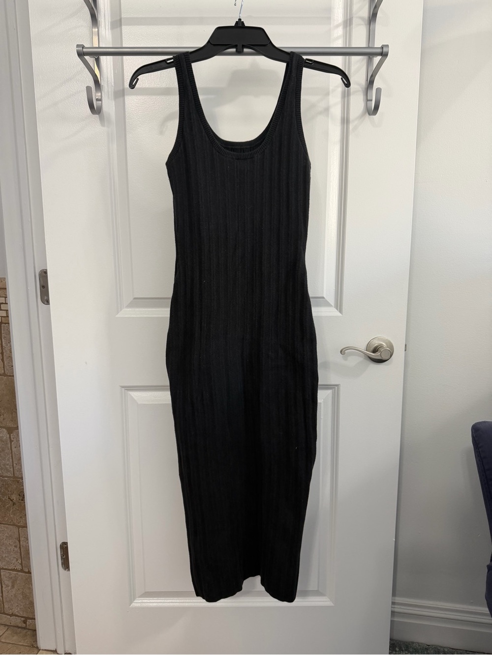 Abercrombie & Fitch Black Ribbed Tank Midi Dress
